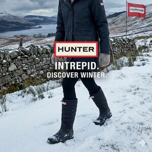 Hunter Women's Intrepid Tall Snow Boots Recycled Nylon Black Size 9